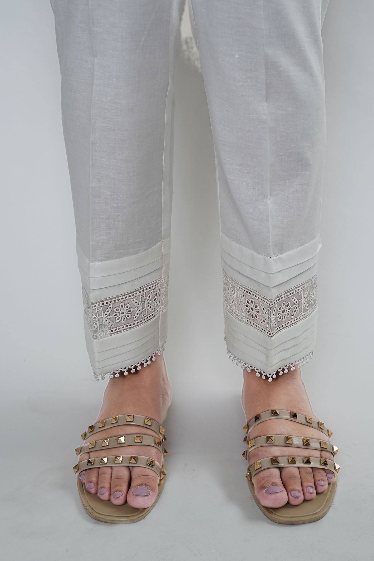 Ivory Embroidered Trousers | Embellished clothing, Fashion, Fashion pants